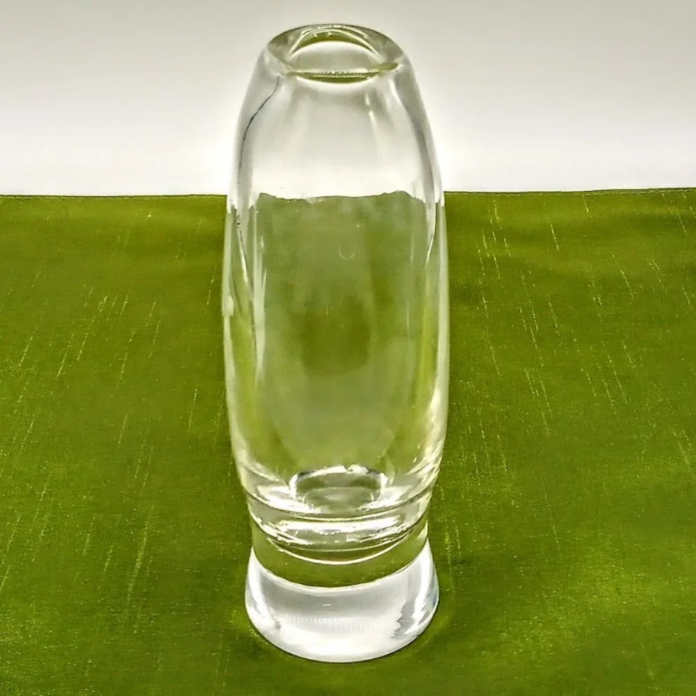 Målerås Sweden Etched Oval Clear Glass Vase